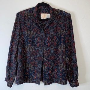 Vintage Pendleton Country Sophisticates Secretary Floral Blouse